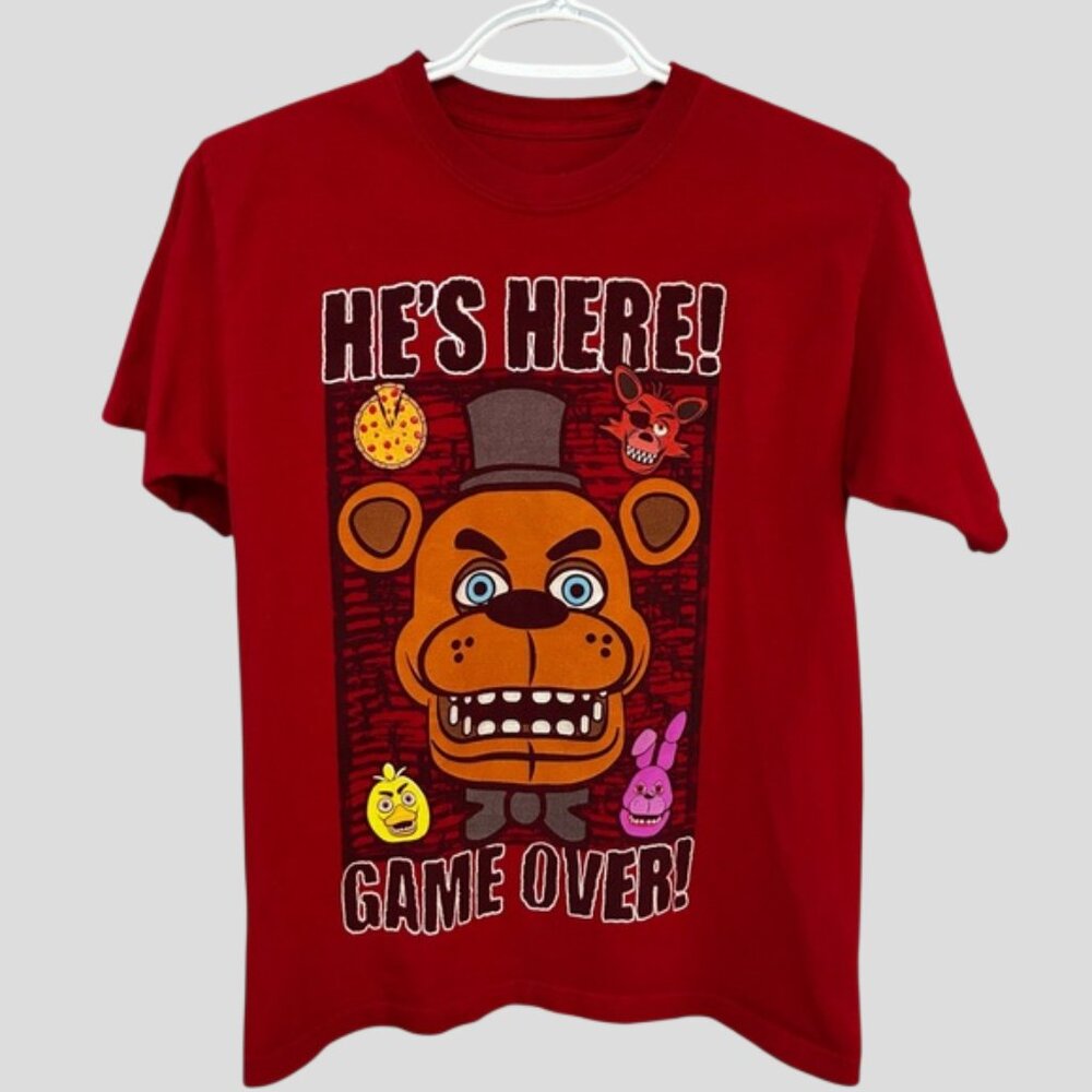 FNAF Five Nights At Freddy's T-Shirt Youth Large With Bonnie, Chica, Foxy